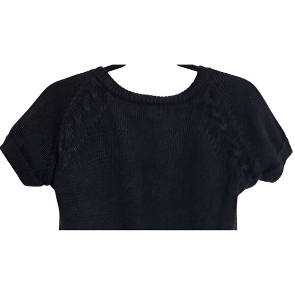 Vintage Worthington Black Knit Short-Sleeve Cardigan Sweater Womens Size M - Picture 13 of 13